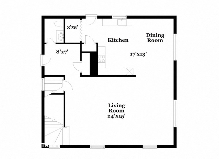 a floor plan of a house with a living room and a dining room