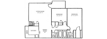 Two Bedroom Two Bath Apartment Style B1