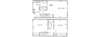 Two Bedroom 1.5 Bath Townhouse Style T16