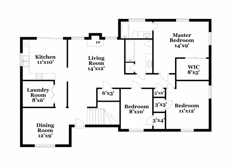 a floor plan of a house with bedrooms and a living room