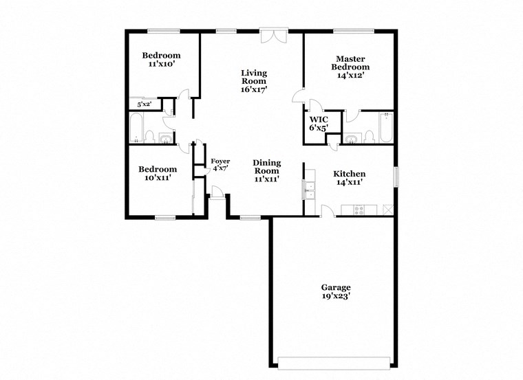 a floor plan of a house with a bedroom and a living room
