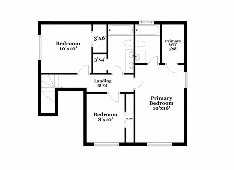 a floor plan of a house with an open floor plan with bedrooms and a bathroom