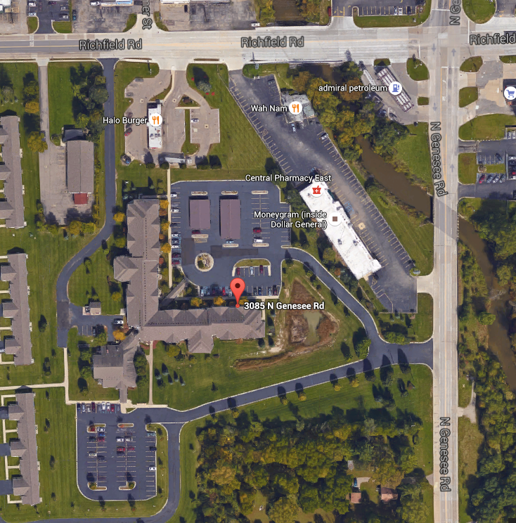 a map of a parking lot with a plane on it