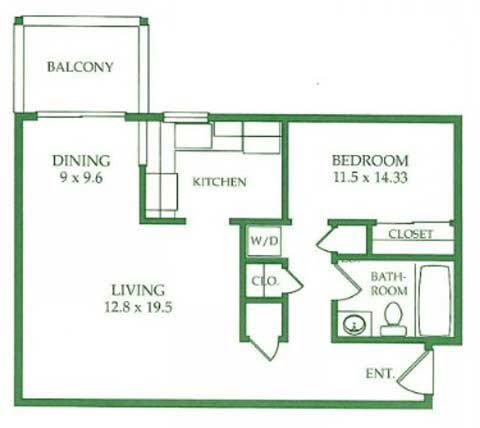 1BR/1BA A Floorplan 1BR/1BA A Floorplan at Crooked Oak at Loma Verde Preserve