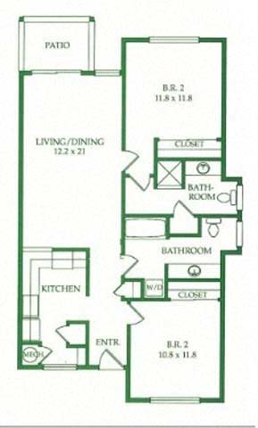 2BR/2BA E Floorplan 2BR/2BA E Floorplan at Crooked Oak at Loma Verde Preserve