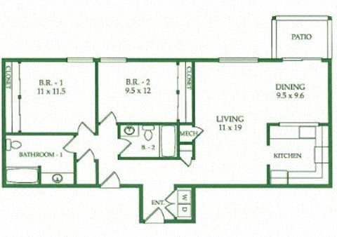 2BR/2BA F Floorplan 2BR/2BA F Floorplan at Crooked Oak at Loma Verde Preserve