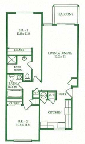 2BR/2BA C Floorplan 2BR/2BA C Floorplan at Crooked Oak at Loma Verde Preserve