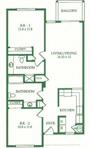 2BR/2BA D Floorplan 2BR/2BA D Floorplan at Crooked Oak at Loma Verde Preserve
