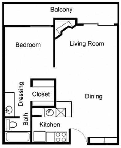 1BR/1BA A Floorplan 1BR/1BA A Floorplan at Chatsworth Pointe