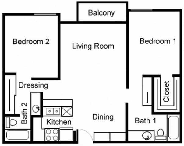 2BR/2BA Floorplan 2BR/2BA Floorplan at Chatsworth Pointe