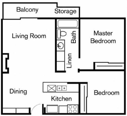 2BR/1BA Floorplan 2BR/1BA Floorplan at Chatsworth Pointe