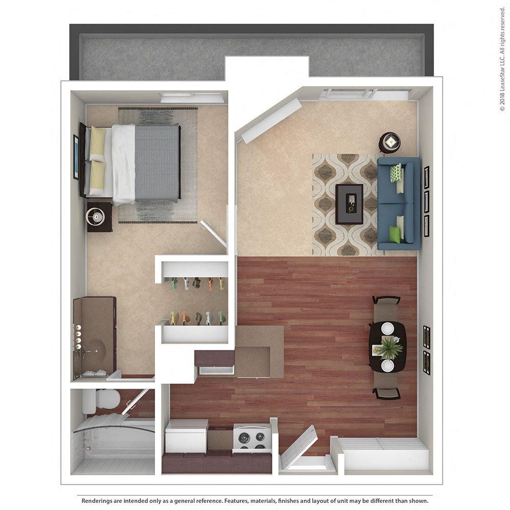 1BR/1BA A 1 Bed 1 Bath Floor Plan 1BR/1BA A 1 Bed 1 Bath Floor Plan at Chatsworth Pointe, Canoga Park