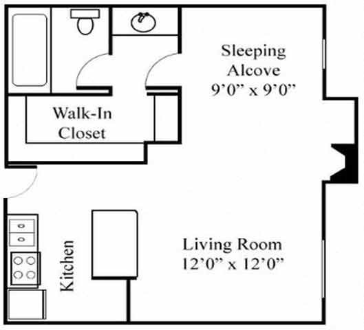 Studio Floorplan Studio Floorplan at Northview-Southview Apartment Homes