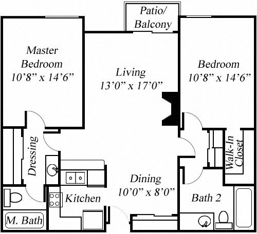 2BR/2BA Floorplan 2BR/2BA Floorplan at Twenty 2 Eleven Apartments