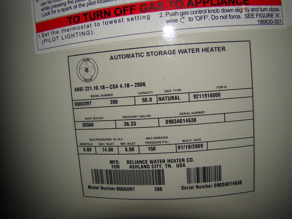 a label showing the amount of gas to use to turn off gas to appliance