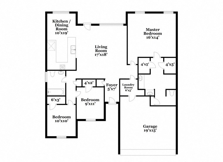 a floor plan of a house with two floors and a garage