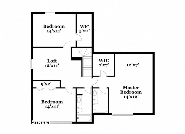 the floor plan of the house has bedrooms and baths