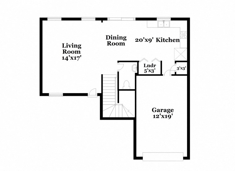 a floor plan of a house with a living room and a dining room