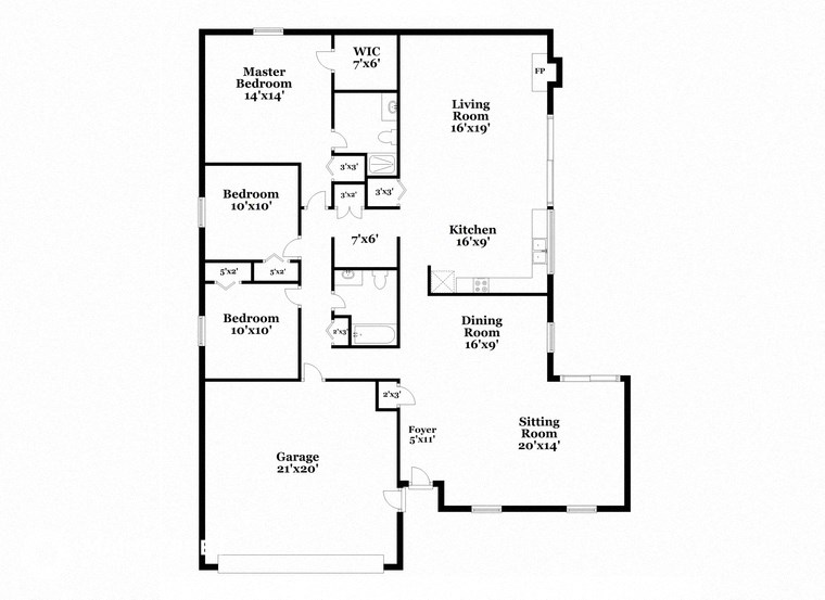 a floor plan of a house with two floors and a staircase