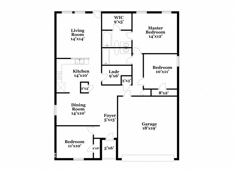 a floor plan of a home with two bedrooms and a living room