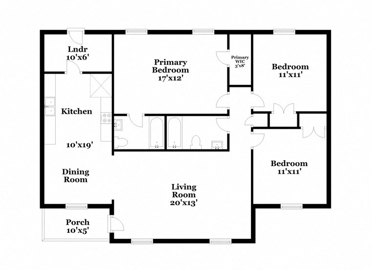 a floor plan of a house with a kitchen and a living room