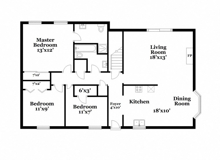 a floor plan of a house with a combination of bedrooms and a living room