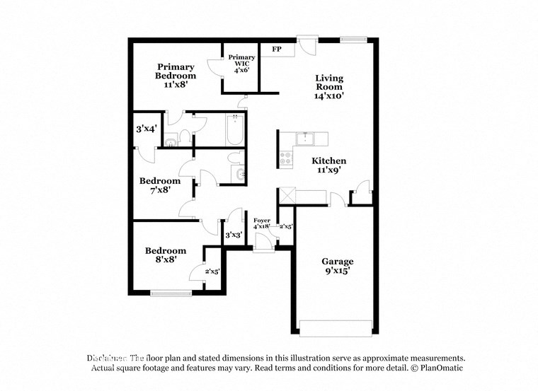 this floor plan is an approximation of the floor plan for a 1 bedroom apartment