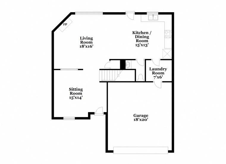 a floor plan of a house with a bedroom and a living room