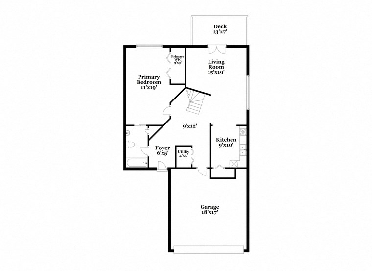 a floor plan of a house with a bedroom and a living room