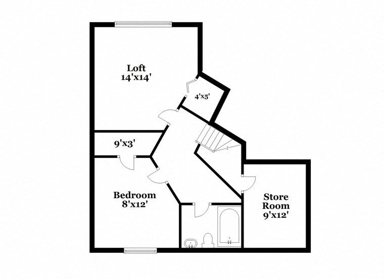a floor plan of a house with an attic floor and a bedroom and a bathroom