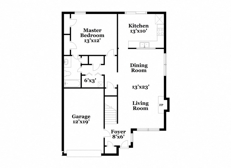 a floor plan of a house with two bedrooms and a living room