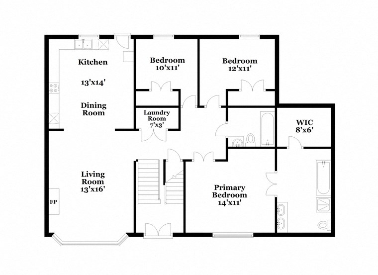 a floor plan of a house with bedrooms and a living room