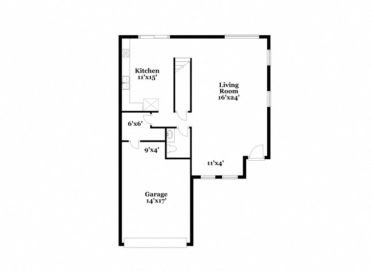 a floor plan of a house with a bedroom and a living room