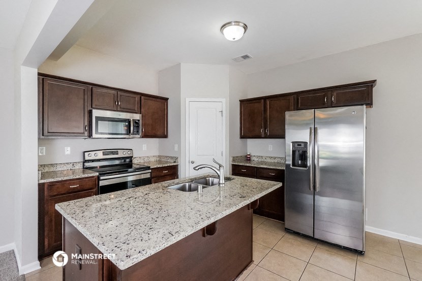 a kitchen with stainless steel appliances and a granite counter top