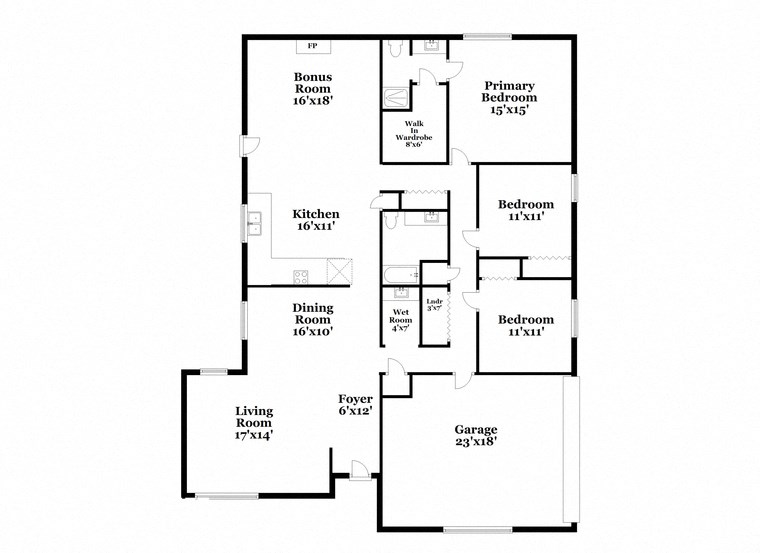 a floor plan of a house with a combination of bedrooms and baths