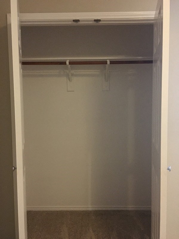 the closet is empty and the door is open
