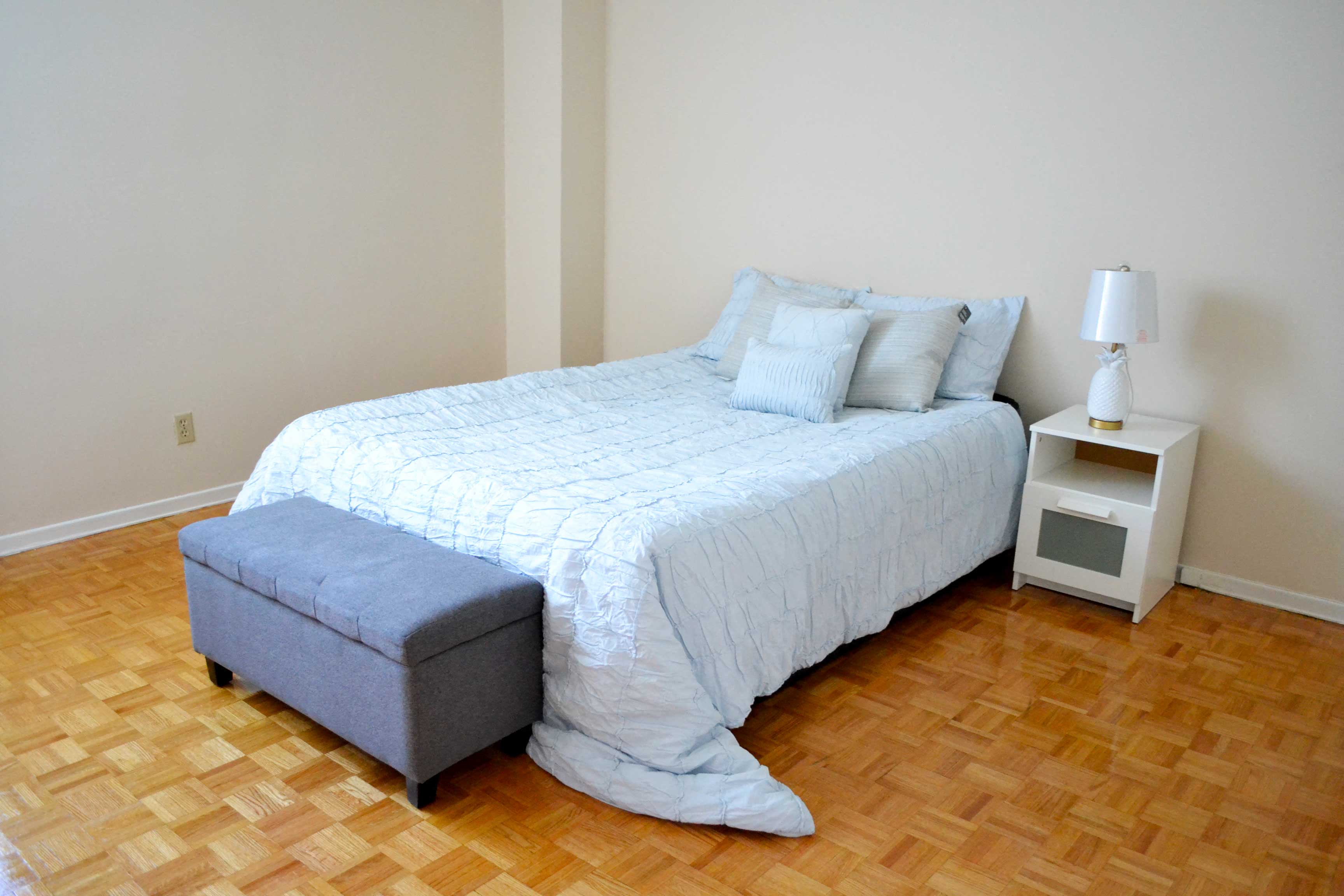 a bedroom with a bed and a