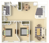 2 Bedroom, 1 Bath