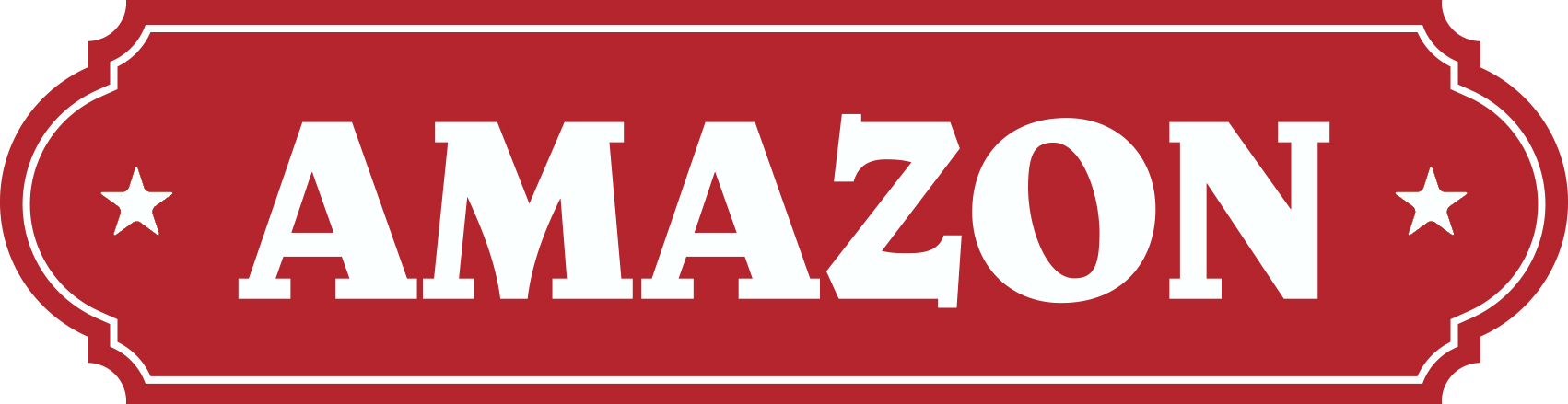 a red and white logo with the word on it