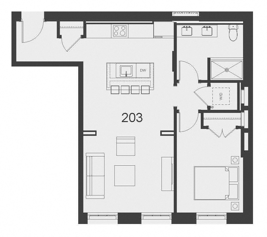 03 - floors 2-4 - 1b1b - W Side