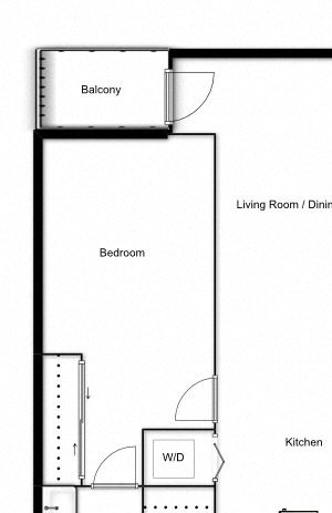 Spacious suites in New Westminster Floor plan of a 1 bed, 1 bath townhouse at Novare in New Westminster, BC
