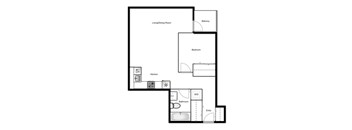 Floor plan of a 1 bed, 1 bath apartment at Novare in New Westminster, BC