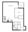 Spacious suites in New Westminster Floor plan of a 1 bed, 1 bath apartment at Novare in New Westminster, BC
