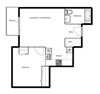 Spacious suites in New Westminster Floor plan of a 1 bed, 1 bath apartment at Novare in New Westminster, BC