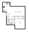 Spacious suites in New Westminster Floor plan of a 1 bed, 1 bath apartment at Novare in New Westminster, BC
