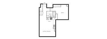 Floor plan of a 1 bed, 1 bath apartment at Novare in New Westminster, BC