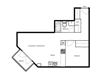 Spacious suites in New Westminster Floor plan of a 1 bed, 1 bath apartment at Novare in New Westminster, BC