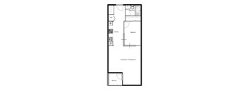 Floor plan of a 1 bed, 1 bath apartment at Novare in New Westminster, BC