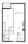Spacious suites in New Westminster Floor plan of a 1 bed, 1 bath apartment at Novare in New Westminster, BC