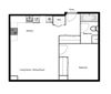 Spacious suites in New Westminster Floor plan of a 1 bed, 1 bath apartment at Novare in New Westminster, BC